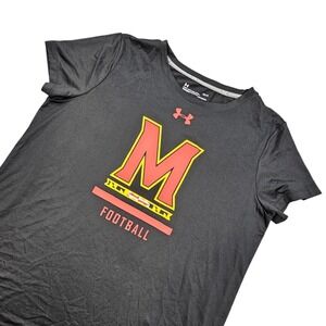 Under Armour Maryland Terrapins Football Shirt Men's L Black HeatGear Loose
